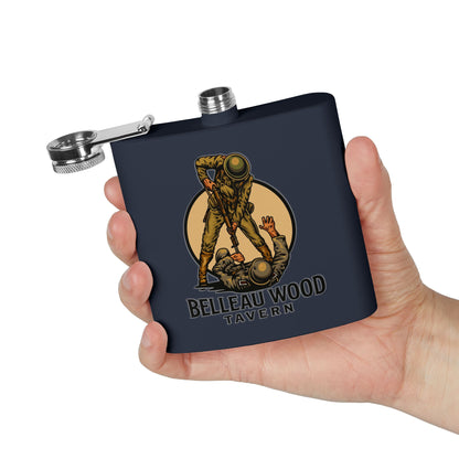 Belleau Wood Tavern 6oz Stainless Flask — Military Tribute Pocket Flask