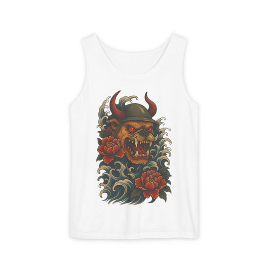 Unisex Japanese Tattoo Style Devil Dog, Cool Summer Tank Top