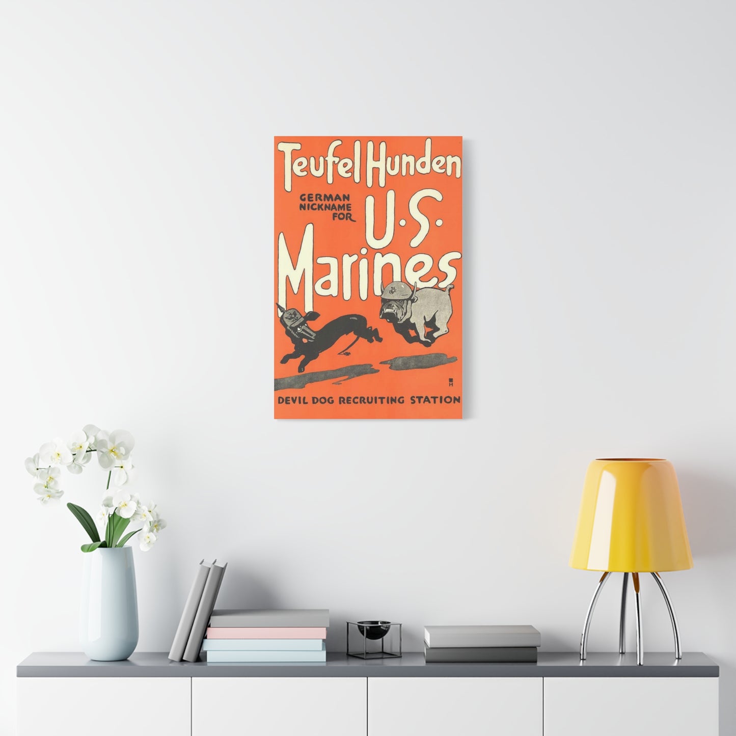 Canvas Print — Vintage “Teufel Hunden” U.S. Marines Recruiting Poster