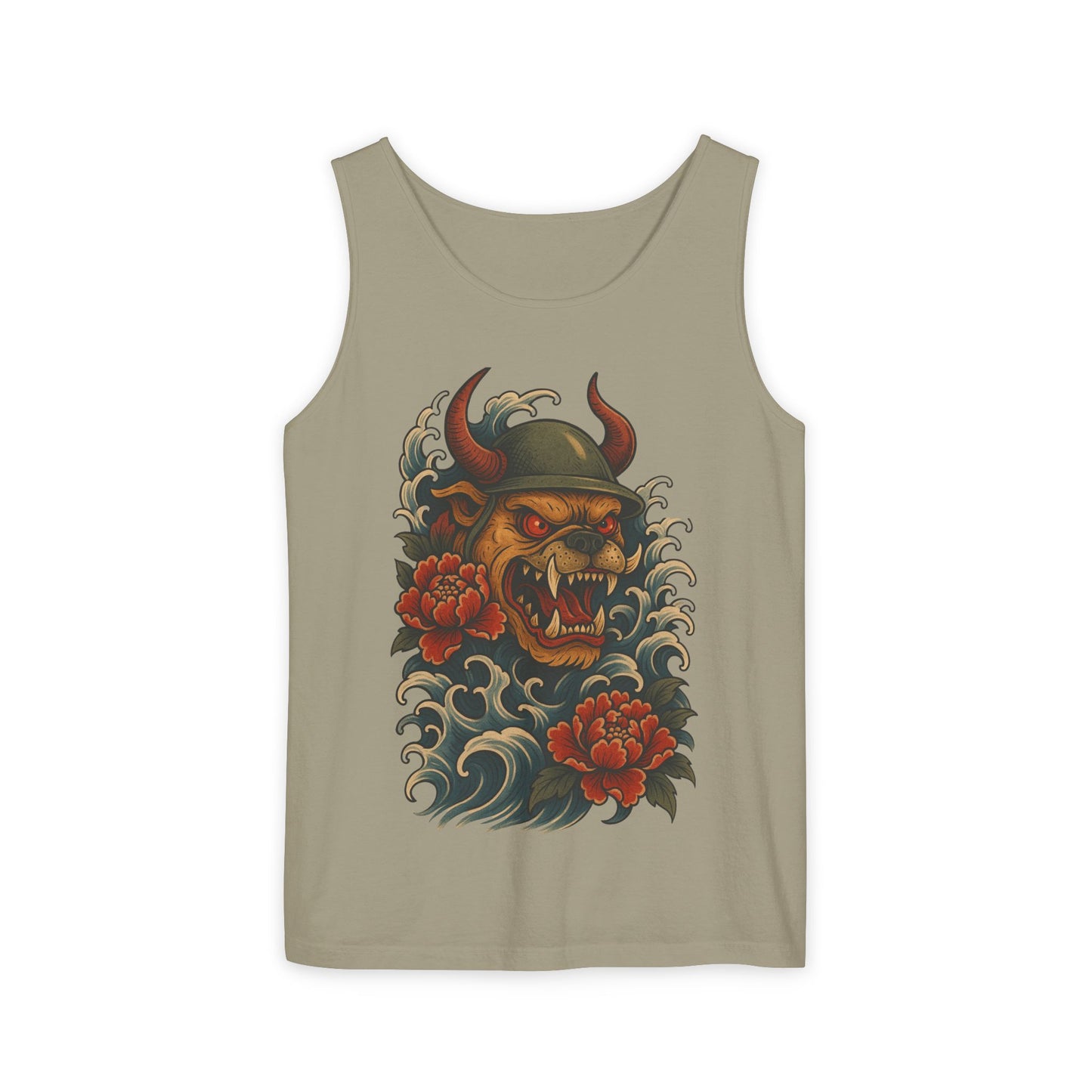 Unisex Japanese Tattoo Style Devil Dog, Cool Summer Tank Top