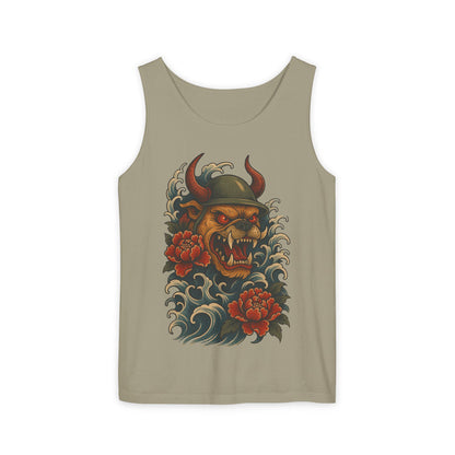 Unisex Japanese Tattoo Style Devil Dog, Cool Summer Tank Top
