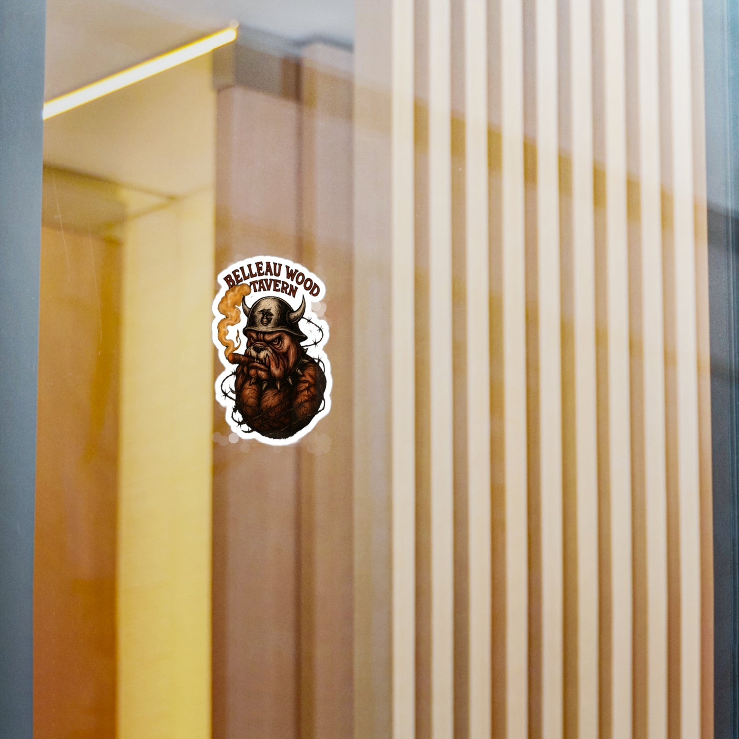 Belleau Wood Tavern Devil Dog with Cigar Marines Sticker Cut Vinyl Decals USMC