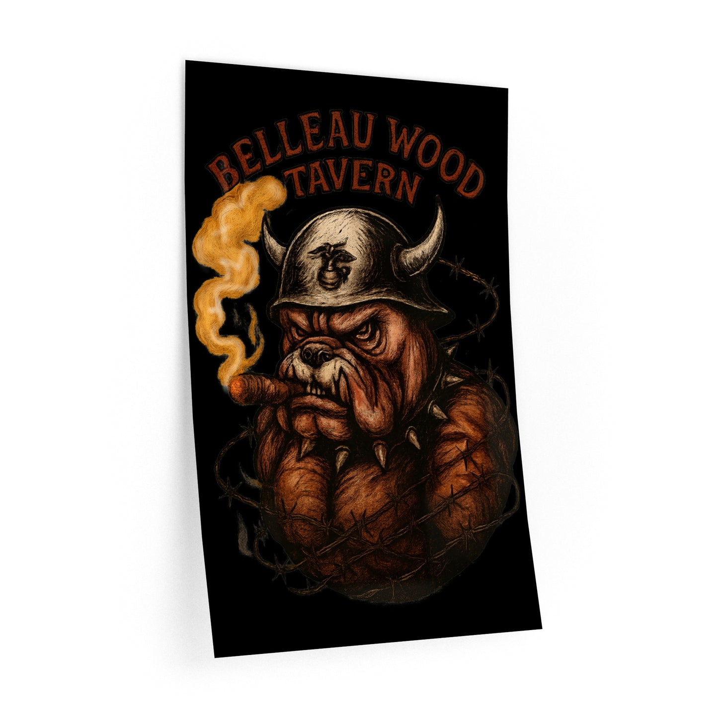 Belleau Wood Tavern Bulldog  Wall Decal, Man Cave Art, US Marines, USMC