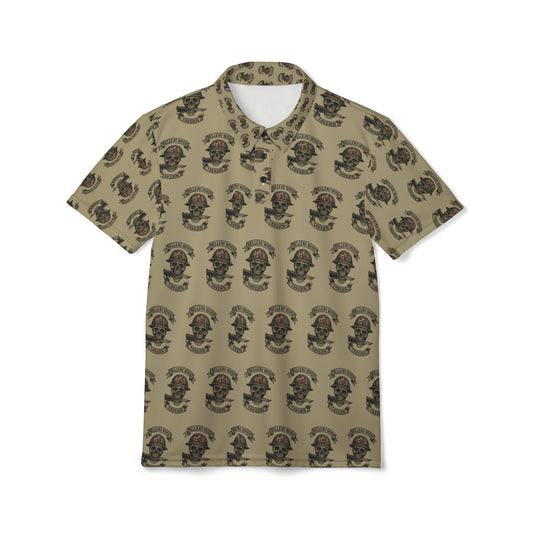 Copy of Copy of Skull & Crossbones Vintage Polo — Biker Tattoo Skull Pattern Polo Shirt (NSFW Message Under the Collar)