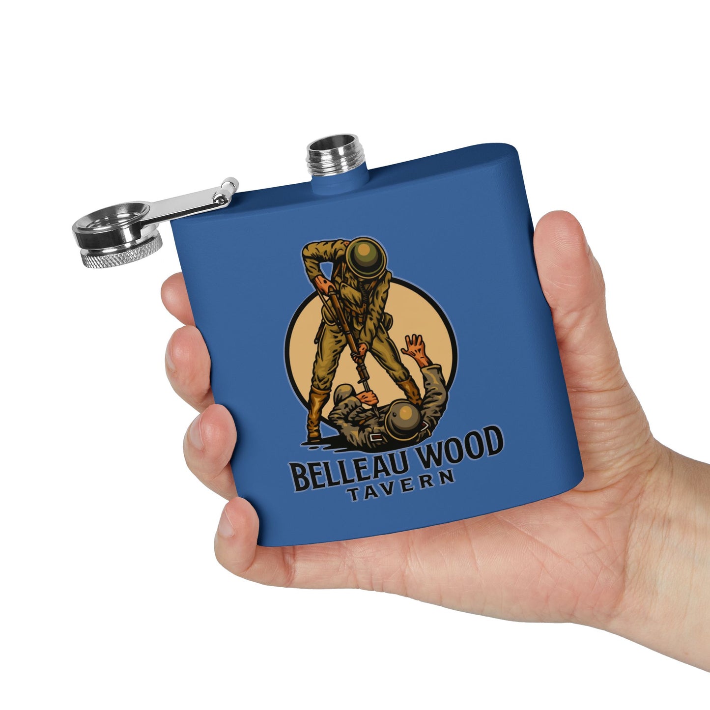 Belleau Wood Tavern 6oz Stainless Flask — Military Tribute Pocket Flask