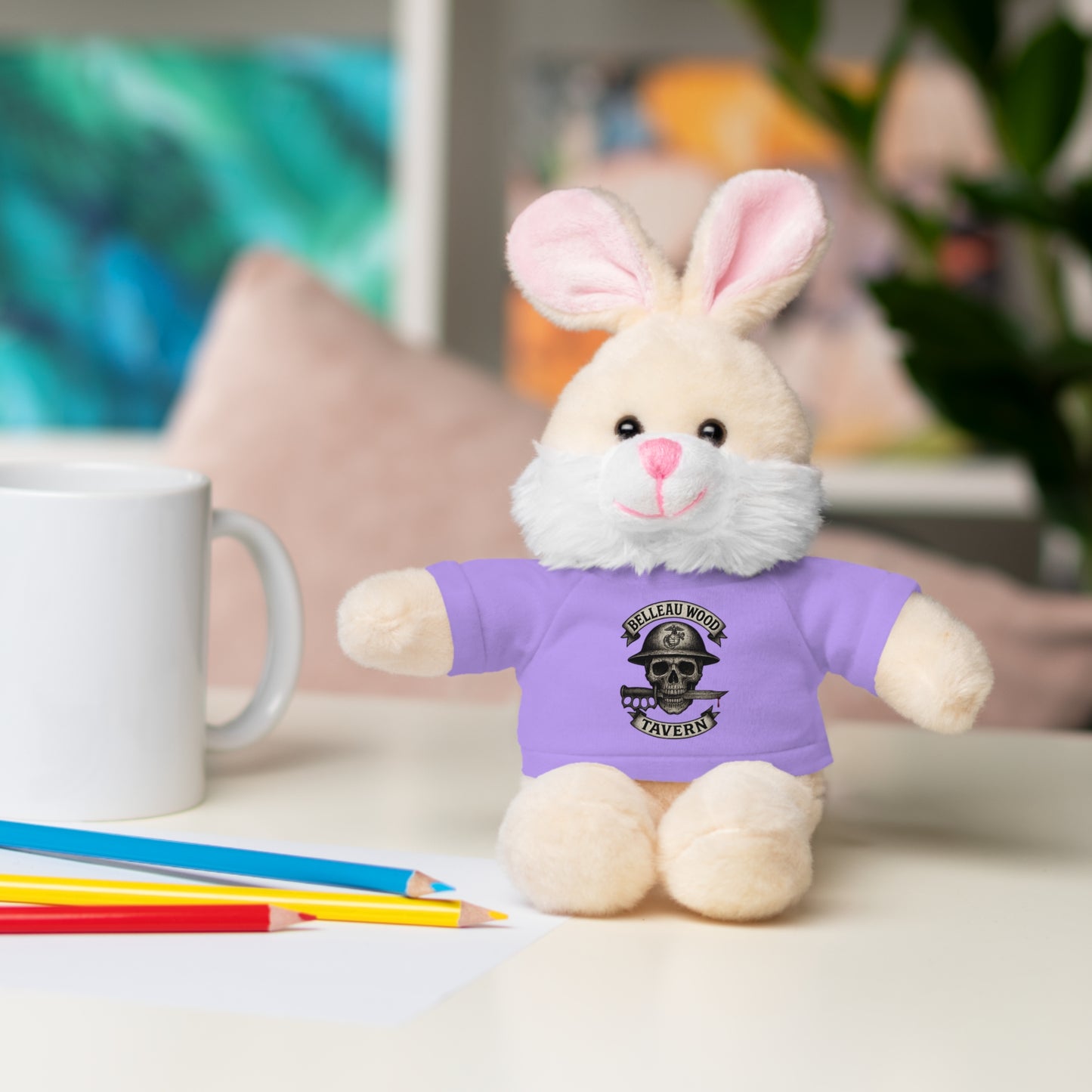 Personalized Stuffed Animal with Belleau Wood Skull T-Shirt Design