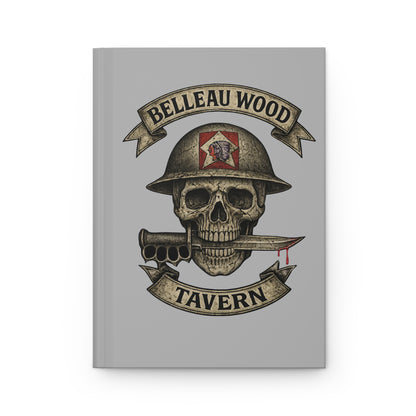 Belleau Wood Tavern Hardcover Journal — Military Skull Emblem Notebook with Poppies (Matte)