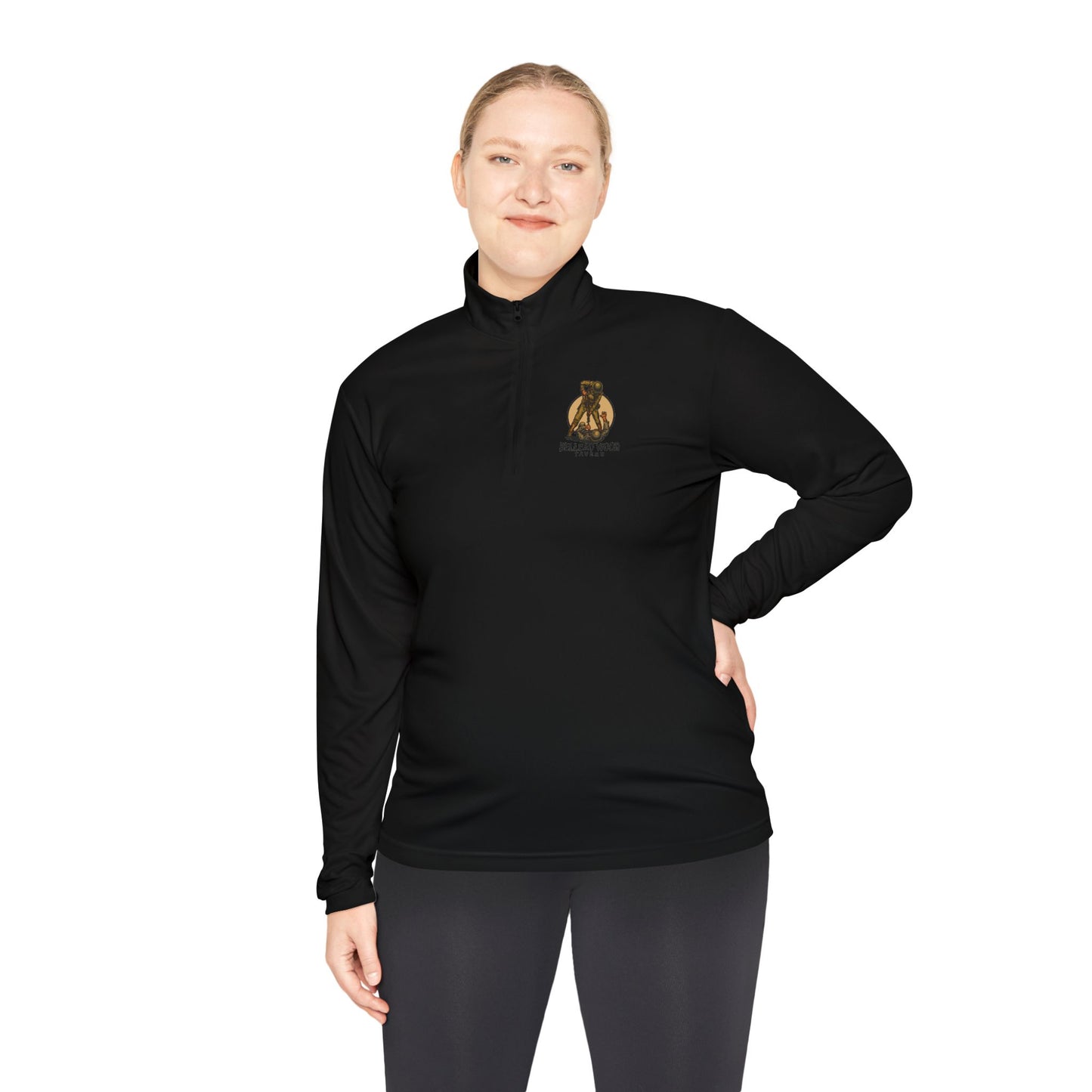 Belleau Wood Tavern Skull on Back  Military Quarter-Zip Pullover, Unisex Apparel