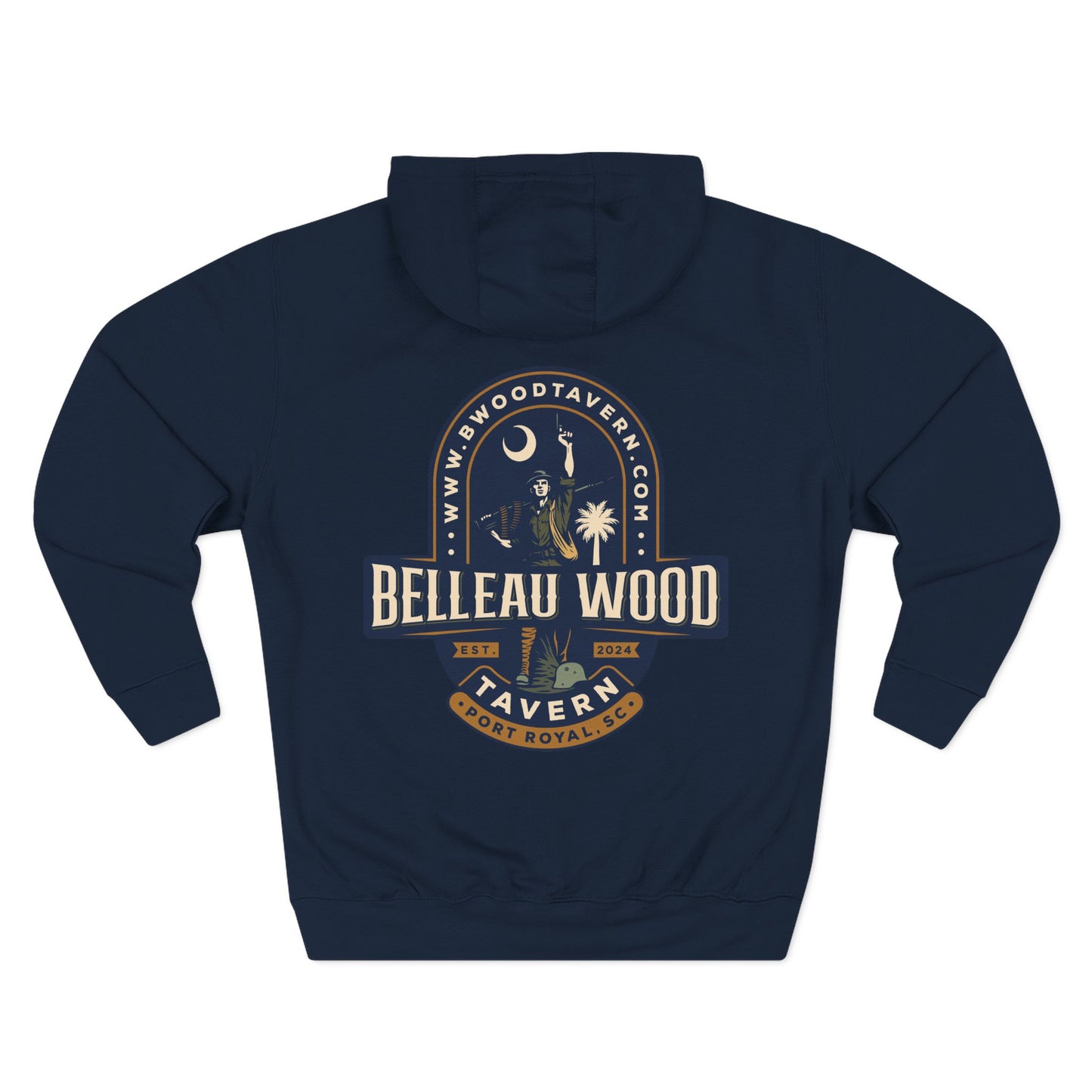 Three-Panel Fleece Hoodie- BELLEAU WOOD Est. 1918