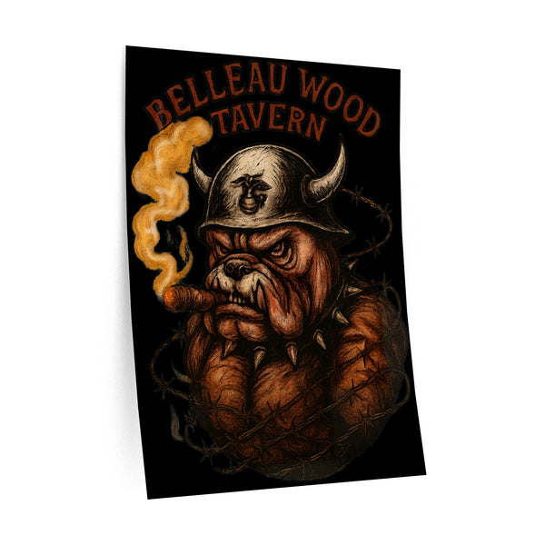 Belleau Wood Tavern Bulldog  Wall Decal, Man Cave Art, US Marines, USMC