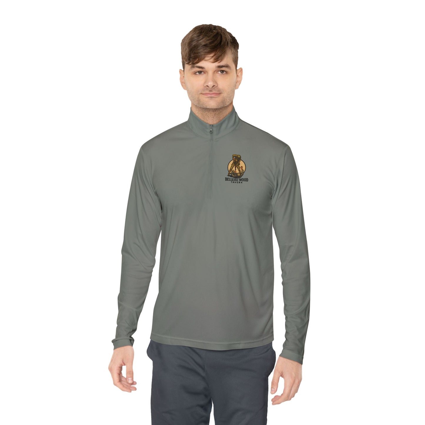 Belleau Wood Tavern Skull on Back  Military Quarter-Zip Pullover, Unisex Apparel