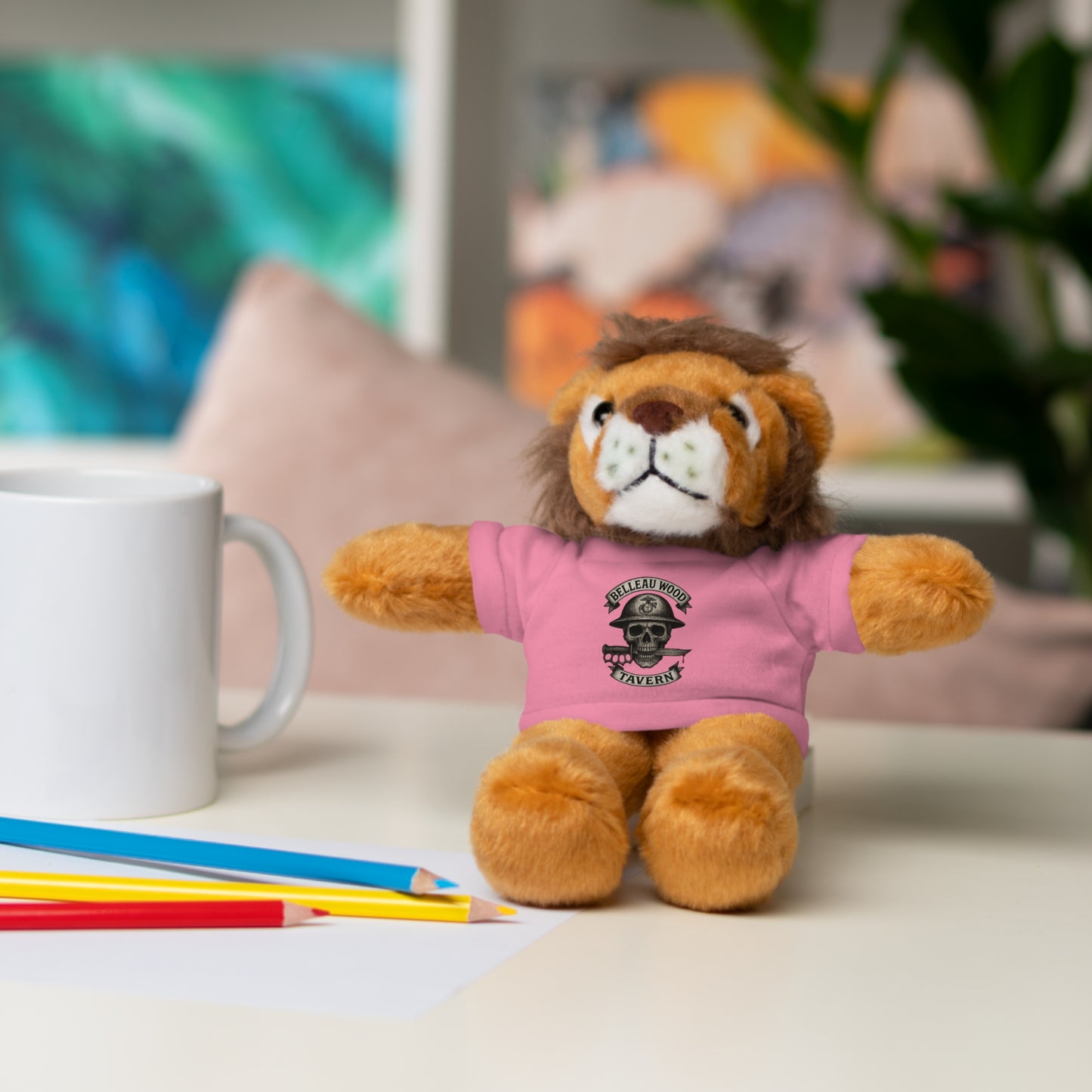 Personalized Stuffed Animal with Belleau Wood Skull T-Shirt Design