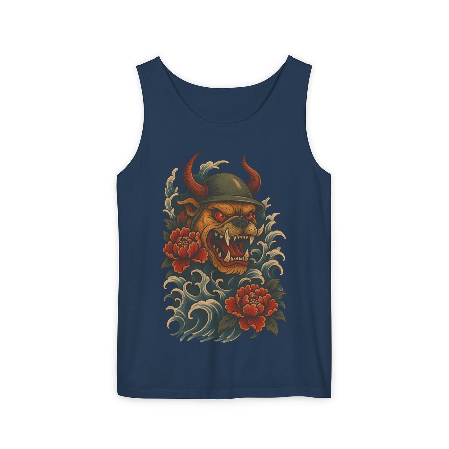 Unisex Japanese Tattoo Style Devil Dog, Cool Summer Tank Top