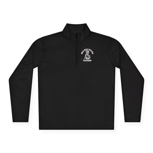Belleau Wood Tavern Skull on Back  Military Quarter-Zip Pullover, Unisex Apparel