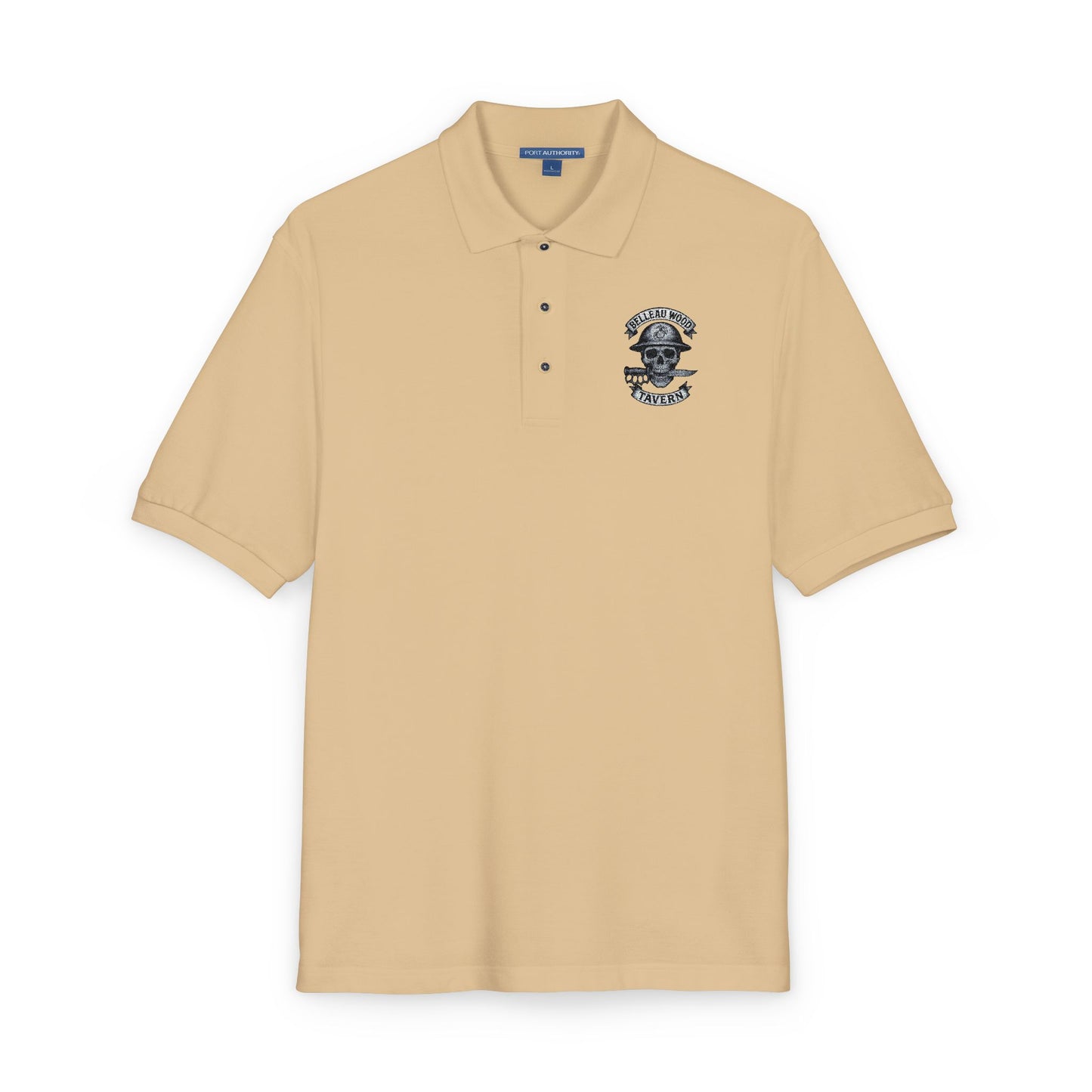 Embroidered Belleau Wood Tavern USMC Skull Helmet Unisex Polo Shirt
