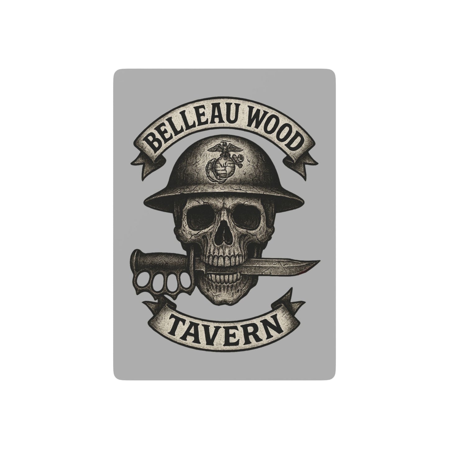 Skull- US Marine Helmet and Trench Knife Belleau Wood Tavern Playing Cards