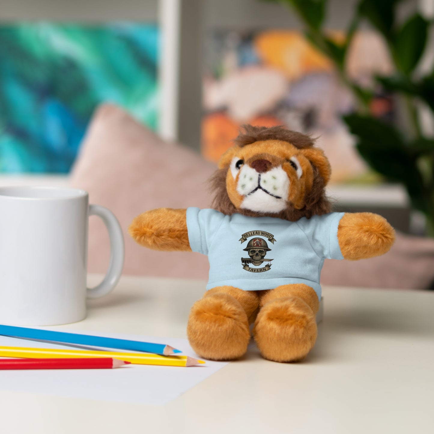 Personalized Stuffed Animal with Belleau Wood Skull T-Shirt Design
