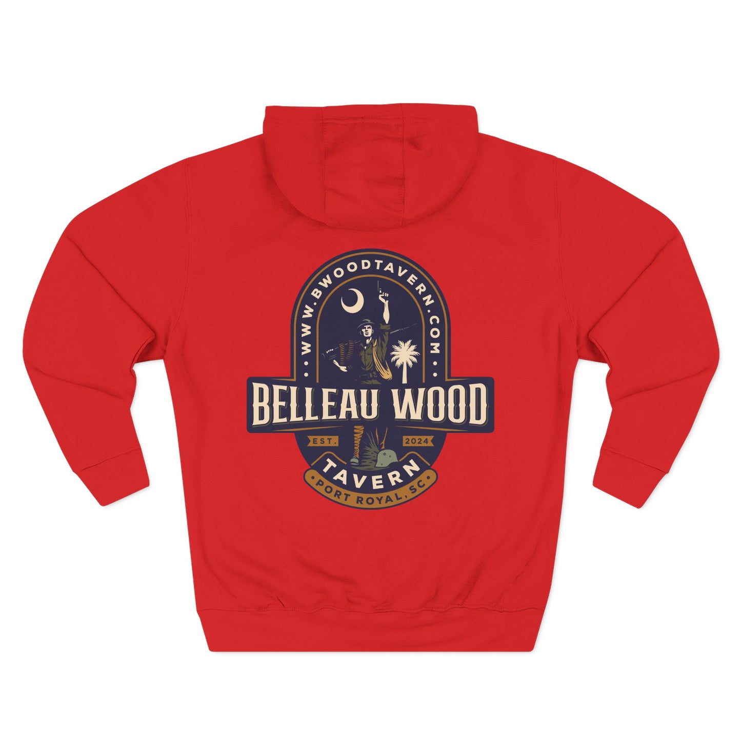 Three-Panel Fleece Hoodie- BELLEAU WOOD Est. 1918