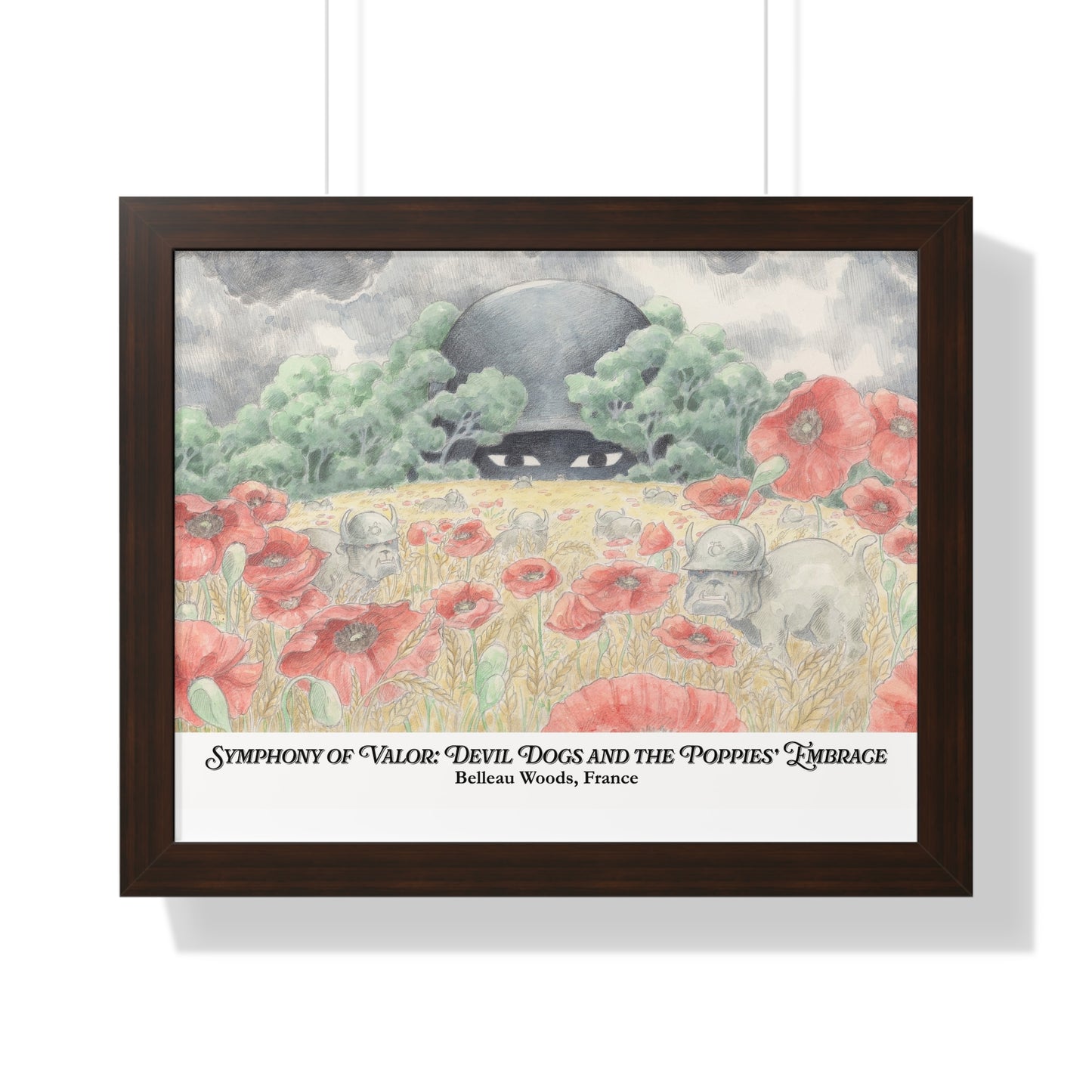 Framed Art Print — "Symphony of Valor: Devil Dogs and the Poppies' Embrace"