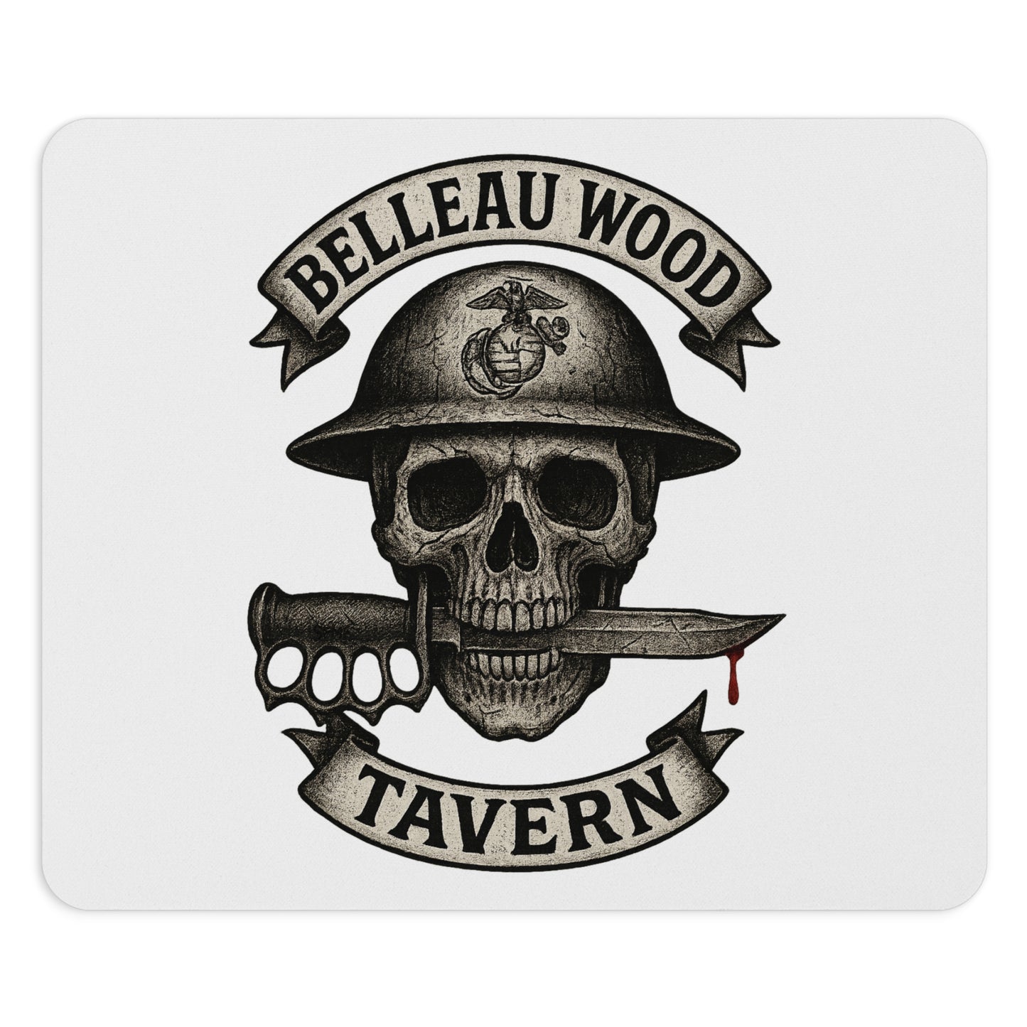 Custom Skull Graphic Mouse Pad - Belleau Wood Tavern Design
